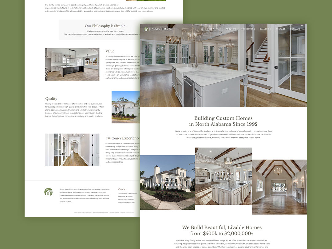 Built By Bryan web design project for a custom home builder in Huntsville Alabama