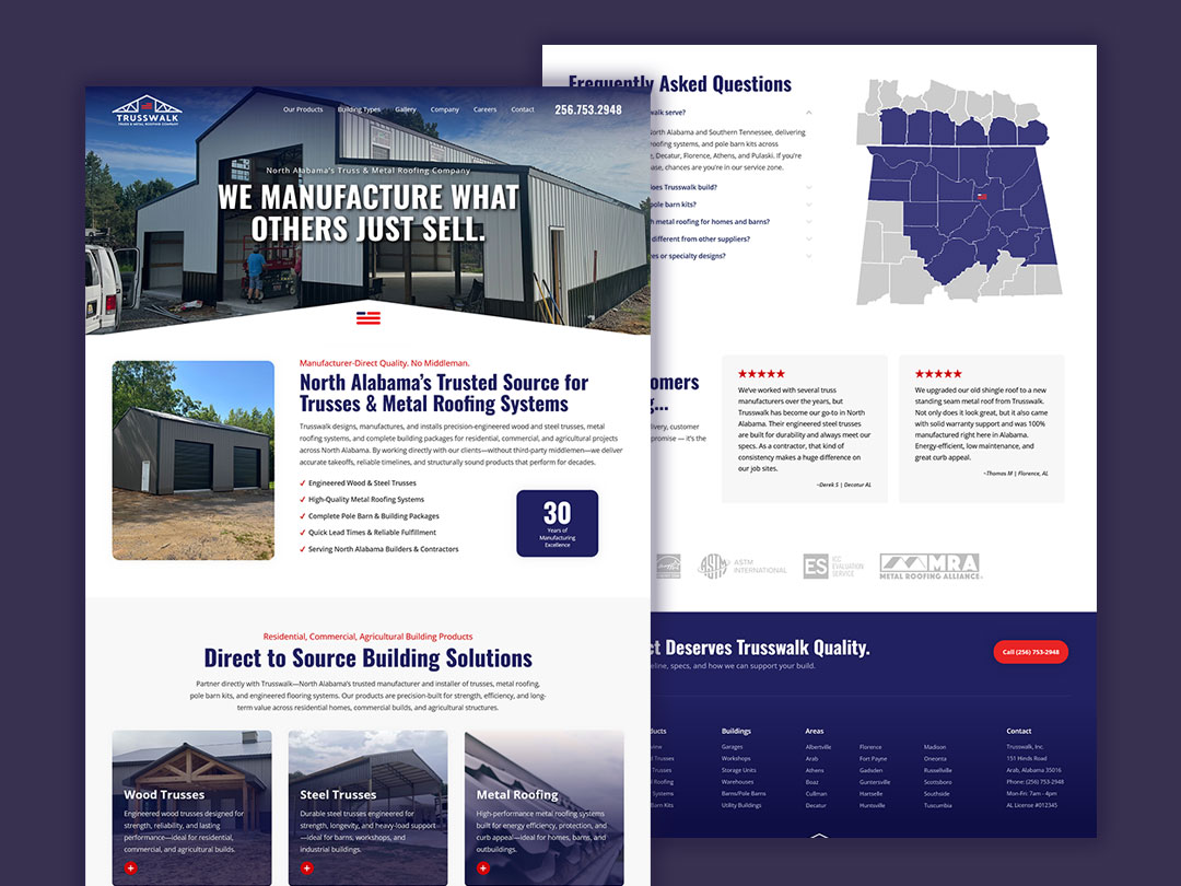 Trusswalk web design project for a North Alabama manufacturer