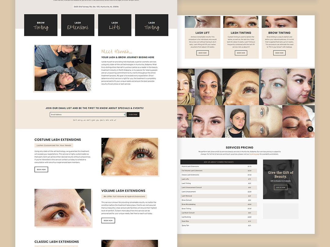 web design hannahslusciouslashes