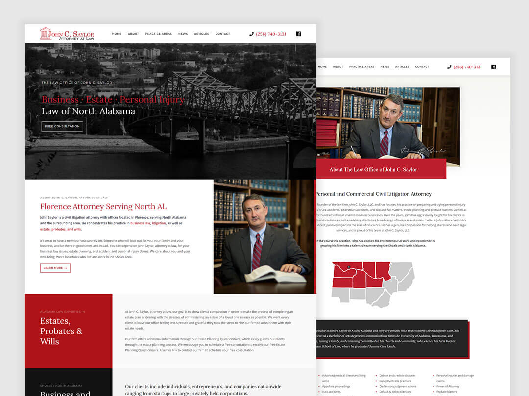 web design johnsaylorlaw florence al