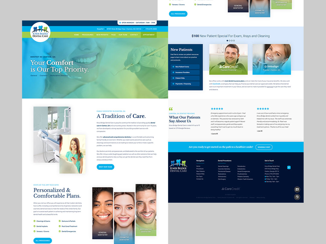 web design knox bridge dental care